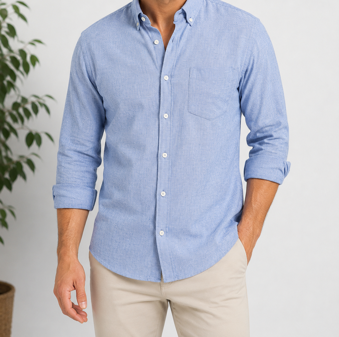 LUKE SAMPS #002sic Light Blue Button-Down Shirt