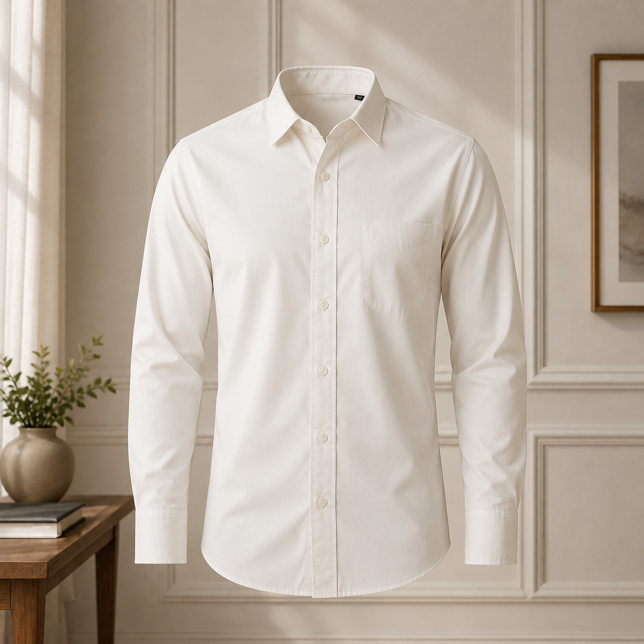 LUKE SAMPS #003 Classic Ivory Long-Sleeve Dress Shirt