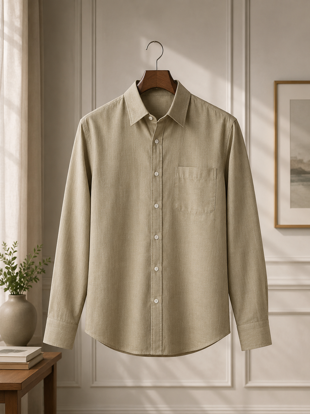 LUKE SAMPS #004 Sage Green Classic Long-Sleeve Shirt